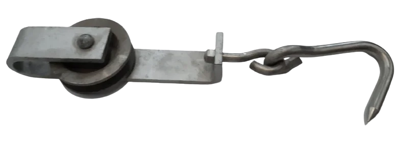 Polea para bovinos con gancho en acero inoxidable